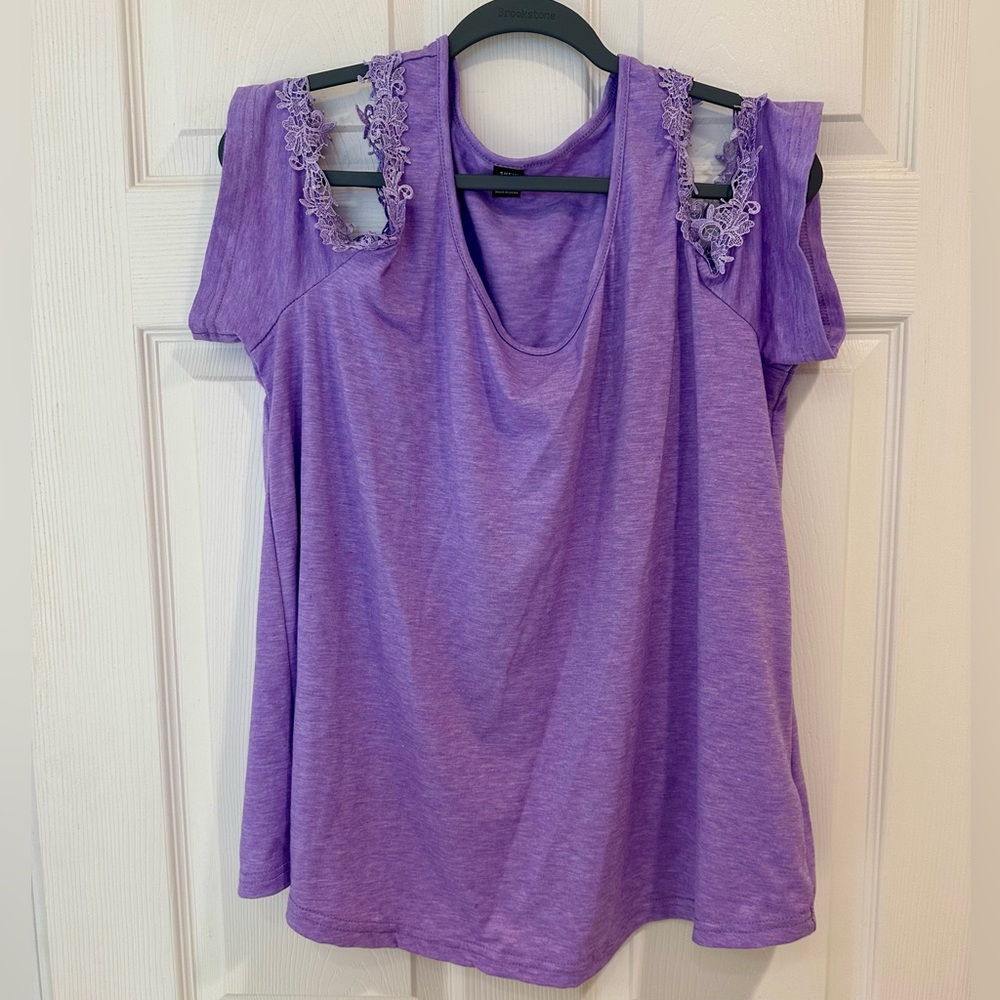 Purple Lace Shoulder Women's Top
